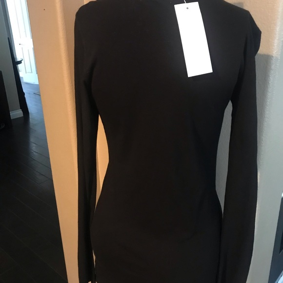 Designer black long sleeve organic cotton top, - Picture 2 of 2